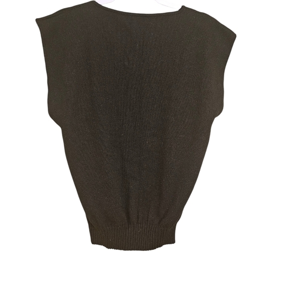 Vintage 80/90s black pullover vest with red rose embroidery L - Picture 2 of 4